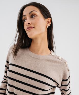 Pull en maille fine avec boutons sur l’épaule femme vue2 - GEMO 4G FEMME - GEMO