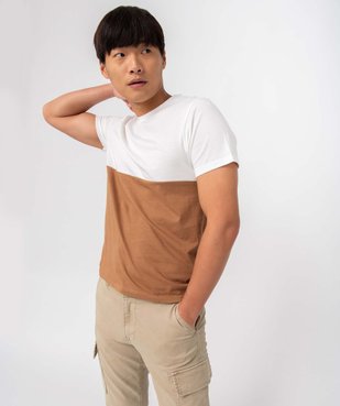 Tee-shirt homme bicolore à manches courtes vue1 - GEMO (HOMME) - GEMO