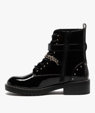 Boots femme vernis à détails métallisés style rock vue3 - GEMO (CASUAL) - GEMO