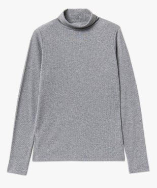 Tee-shirt à manches longues et col roulé en maille côtelée femme vue4 - GEMO 4G FEMME - GEMO