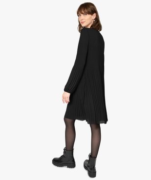 Robe de soirée femme en matière crêpe plissée avec manches longues vue3 - GEMO(FEMME PAP) - GEMO