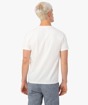 Tee-shirt homme à col tunisien avec rayures ton sur ton vue3 - GEMO (HOMME) - GEMO