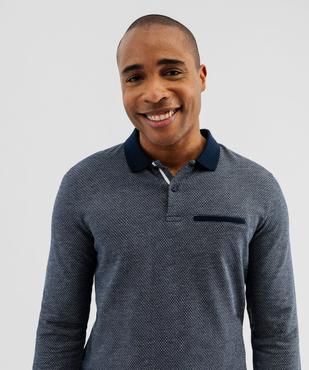 Polo à manches longues avec col contrastant homme vue2 - GEMO 4G HOMME - GEMO
