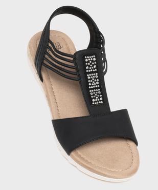 Sandales à petit talon compensé et brides élastiques femme - Emilia Rosa vue11 - EMILIA ROSA - GEMO