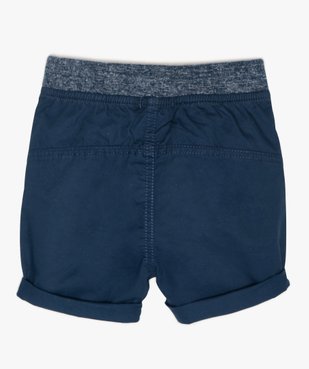 Short bébé garçon en toile avec ceinture en bord-côte vue2 - GEMO(BEBE DEBT) - GEMO