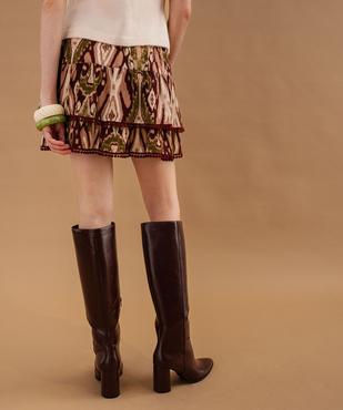 Jupe courte à volants et pompons femme vue3 - GEMO(FEMME PAP) - GEMO