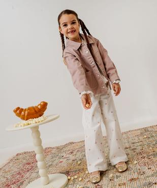 Pantalon wide leg en twill fleuri fille vue1 - GEMO (ENFANT) - GEMO