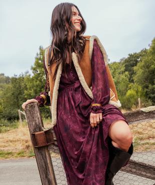 Robe longue en voile à motifs fleuris femme vue5 - GEMO 4G FEMME - GEMO