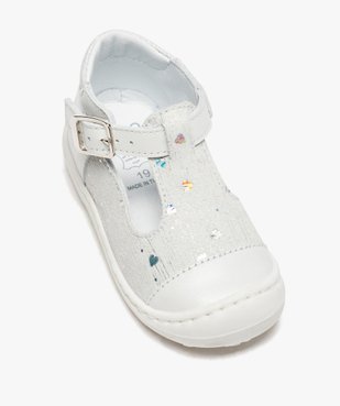 Sandales premiers pas bébé fille en cuir dessus pailleté vue5 - GEMO(BEBE DEBT) - GEMO