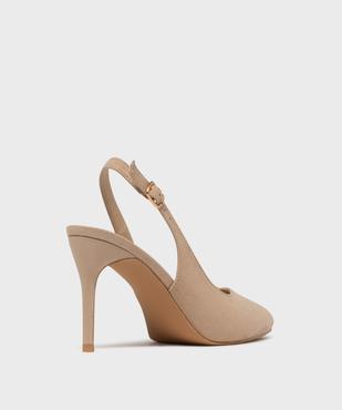 Escarpins slingbacks en suédine à talon aiguille et bout pointu femme - Valentina Baldano vue4 - VALENTINA BALDA - GEMO