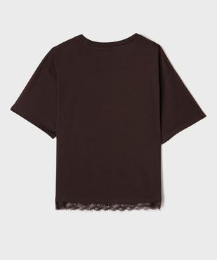 Tee-shirt manches courtes loose à finition dentelle fille vue3 - GEMO (JUNIOR) - GEMO
