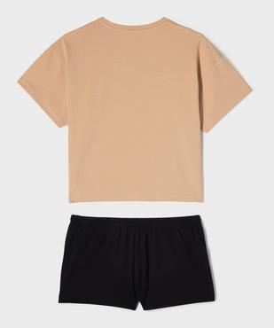 Pyjashort bicolore avec motif université américaine fille vue3 - GEMO 4G FILLE - GEMO