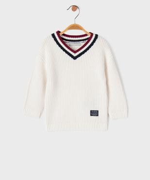 Pull col V en maille de coton bébé garçon  - LuluCastagnette vue1 - LULUCASTAGNETTE - GEMO