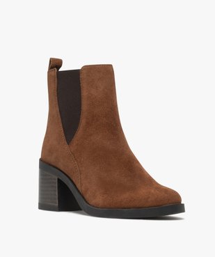 Bottines Chelsea en cuir à talon haut et large femme - Tanoo vue2 - TANEO - GEMO