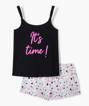 Pyjashort fille imprimé à fines bretelles vue1 - GEMO (JUNIOR) - GEMO