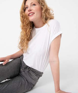 Tee-shirt femme à manches courtes avec revers vue5 - GEMO(FEMME PAP) - GEMO
