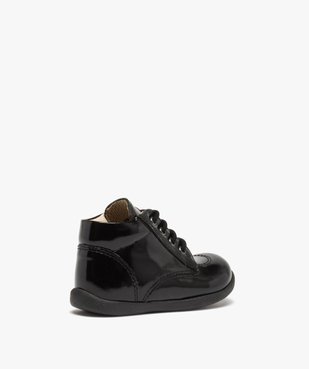 Chaussures premiers pas bébé fille à lacets dessus cuir verni vue4 - GEMO(BEBE DEBT) - GEMO