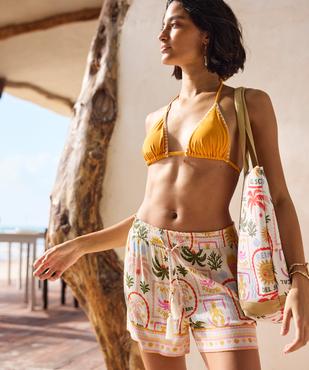 Short de plage en viscose froissée et imprimée femme vue5 - GEMO (PLAGE) - GEMO