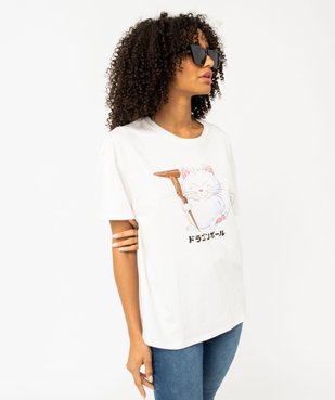 Tee-shirt femme coupe oversize avec motif chat - Dragon Ball vue2 - DRAGON BALL Z - GEMO