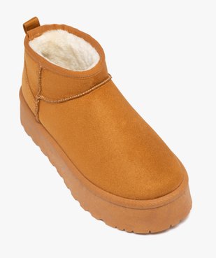 Boots femme fourrées en suédine avec semelle plateforme vue6 - 5 MILES - GEMO