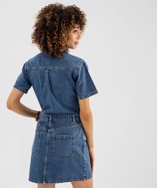 Robe en jean courte forme chemise femme - LuluCastagnette vue3 - LULUCASTAGNETTE - GEMO