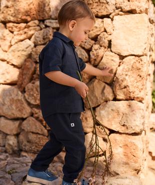 Chemise manches courtes en coton gaufré bébé garçon - LuluCastagnette vue4 - LULUCASTAGNETTE - GEMO