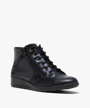 Boots femme confort zippées à talon compensé dessus cuir vue2 - GEMO (CONFORT) - GEMO