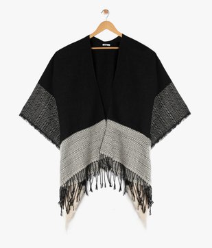 Poncho en maille douce finition frangée femme vue1 - GEMO (ACCESS) - GEMO