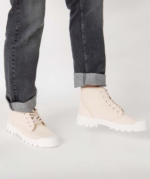 Baskets homme montantes en toile et semelle crantée vue1 - GEMO (CASUAL) - GEMO
