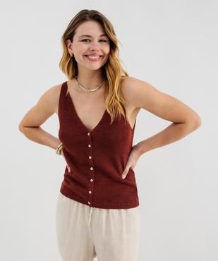 Pull d'été à bretelles avec double décolleté en V femme vue1 - GEMO(FEMME PAP) - GEMO