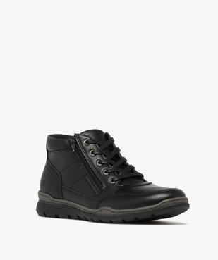 Boots homme confort à lacets et zip latéral avec bout carré vue3 - G'FLEX - GEMO