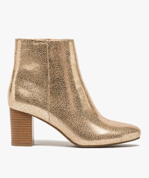 Boots femme à talon carré dessus métallisé vue1 - GEMO(URBAIN) - GEMO