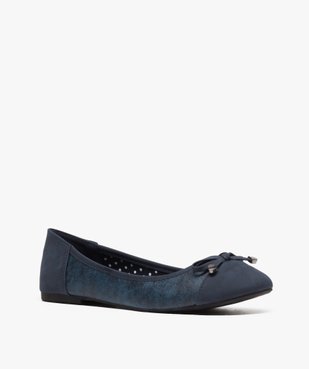 Ballerines femme à effet de matières et nœud décoratif vue2 - GEMO(URBAIN) - GEMO