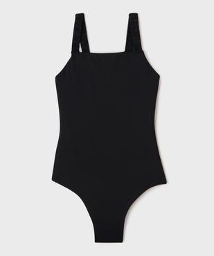Maillot de bain 1 pièce texturé à  bretelles froncées fille vue1 - GEMO (JUNIOR) - GEMO