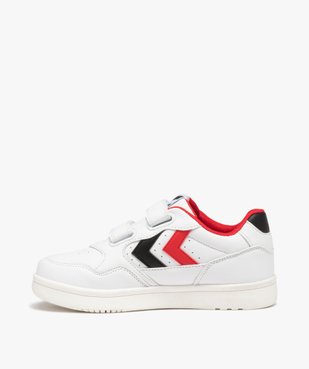 Baskets garçon unies à bandes colorées et double scratch - Hummel vue3 - HUMMEL - GEMO