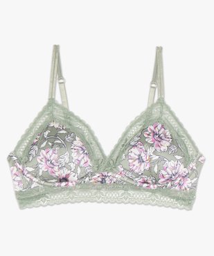 Soutien-gorge femme forme triangle à motifs fleuris et dentelle vue4 - GEMO(HOMWR FEM) - GEMO