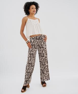Pantalon large en viscose froissée femme vue4 - GEMO 4G FEMME - GEMO