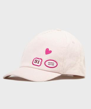 Casquette en coton côtelé fille avec motifs brodés vue1 - GEMO (ACCESS) - GEMO