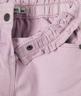 Pantalon bébé fille en toile de coton avec ceinture froncée vue2 - GEMO(BEBE DEBT) - GEMO