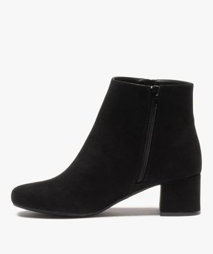 Boots femme à talon carré en suédine unie et zip décoratif vue3 - GEMO(URBAIN) - GEMO