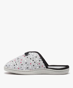 Chaussons femme mules plates en jersey à pois vue3 - GEMO(HOMWR FEM) - GEMO