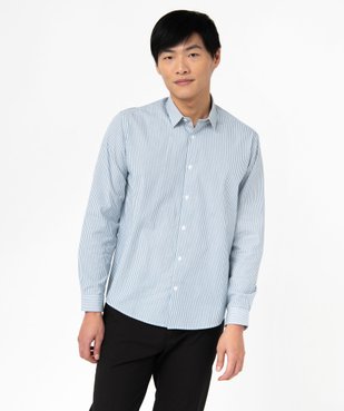 Chemise manches longues à rayures en coton homme vue1 - GEMO (HOMME) - GEMO