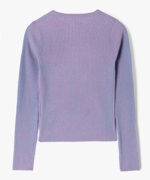 Pull en maille côtelée bicolore à col rond fille vue3 - GEMO (JUNIOR) - GEMO