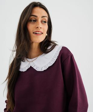 Sweat court à grand col Claudine volanté femme vue4 - GEMO(FEMME PAP) - GEMO