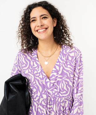Robe imprimée à manches longues avec volants femme vue2 - GEMO(FEMME PAP) - GEMO