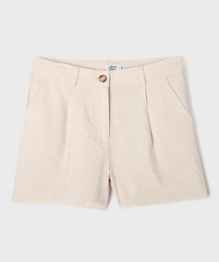 Short à pinces en viscose et lin fille vue1 - GEMO 4G FILLE - GEMO