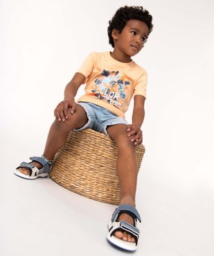 Bermuda garçon en denim avec ceinture en bord-côte vue5 - GEMO (ENFANT) - GEMO
