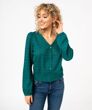 Tee-shirt à manches longues en maille ajourée femme vue1 - GEMO(FEMME PAP) - GEMO