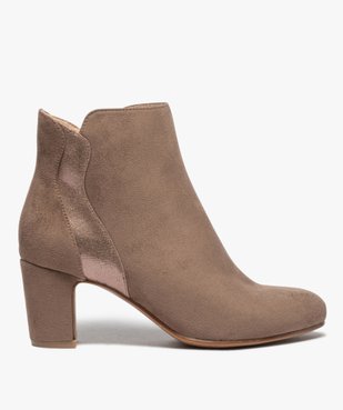 Boots femme à talon unis dessus suédine et textile brillant vue1 - GEMO(URBAIN) - GEMO