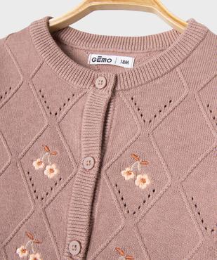 Gilet à col rond en maille fantaisie bébé fille vue2 - GEMO(BEBE DEBT) - GEMO